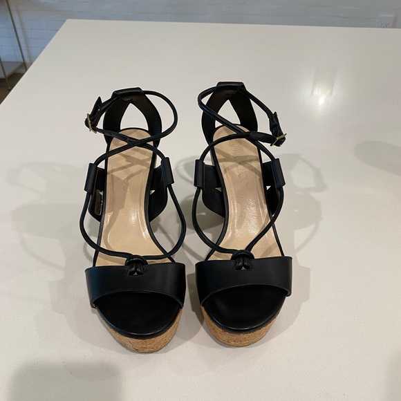 Jimmy Choo Black Leather Wedges - Picture 1 of 6